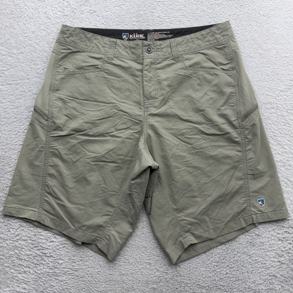 Kuhl Renegade Mens 36 Sage Green Hiking Cargo Shorts 5048 Stretch Quick Dry